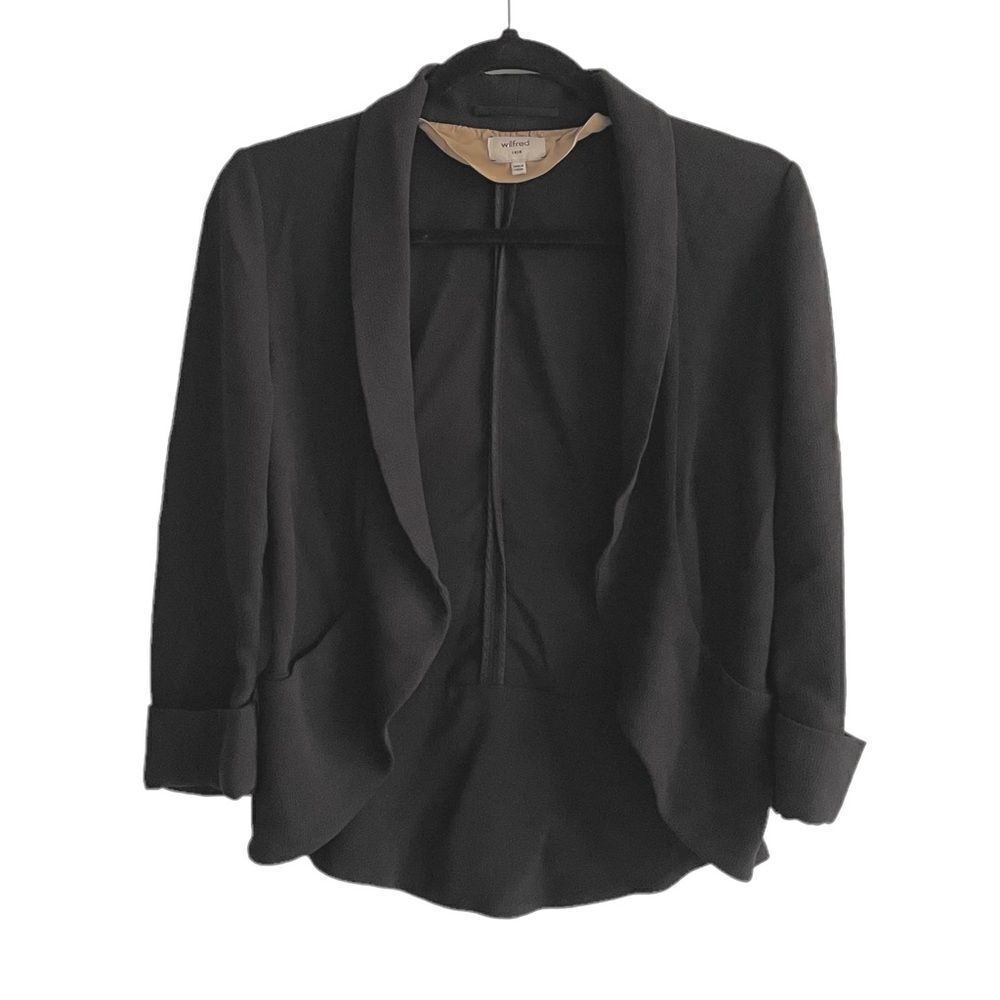 ARITZIA Wilfred Chevalier Black Open Cropped Blazer Black 0